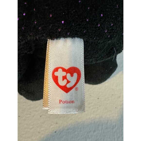 Ty Beanie BooBlack Cat Plush Potion 10 inches Sparkle Green Eyes Pink Ears - Picture 5 of 6